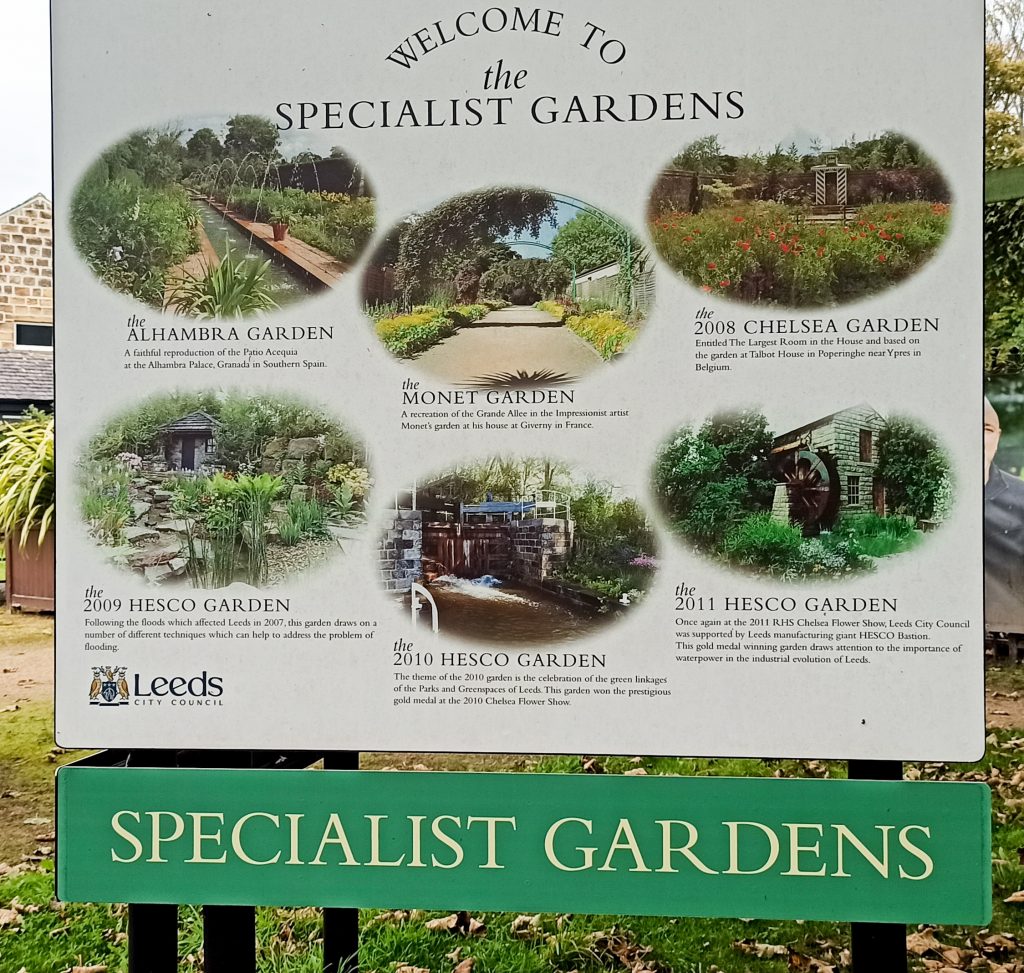Cartel del Specialist Gardens, en Roundhay Park, Leeds