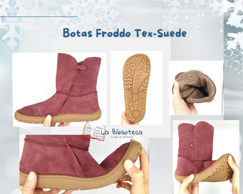 Características botas barefoot mujer Froddo Tex Suede